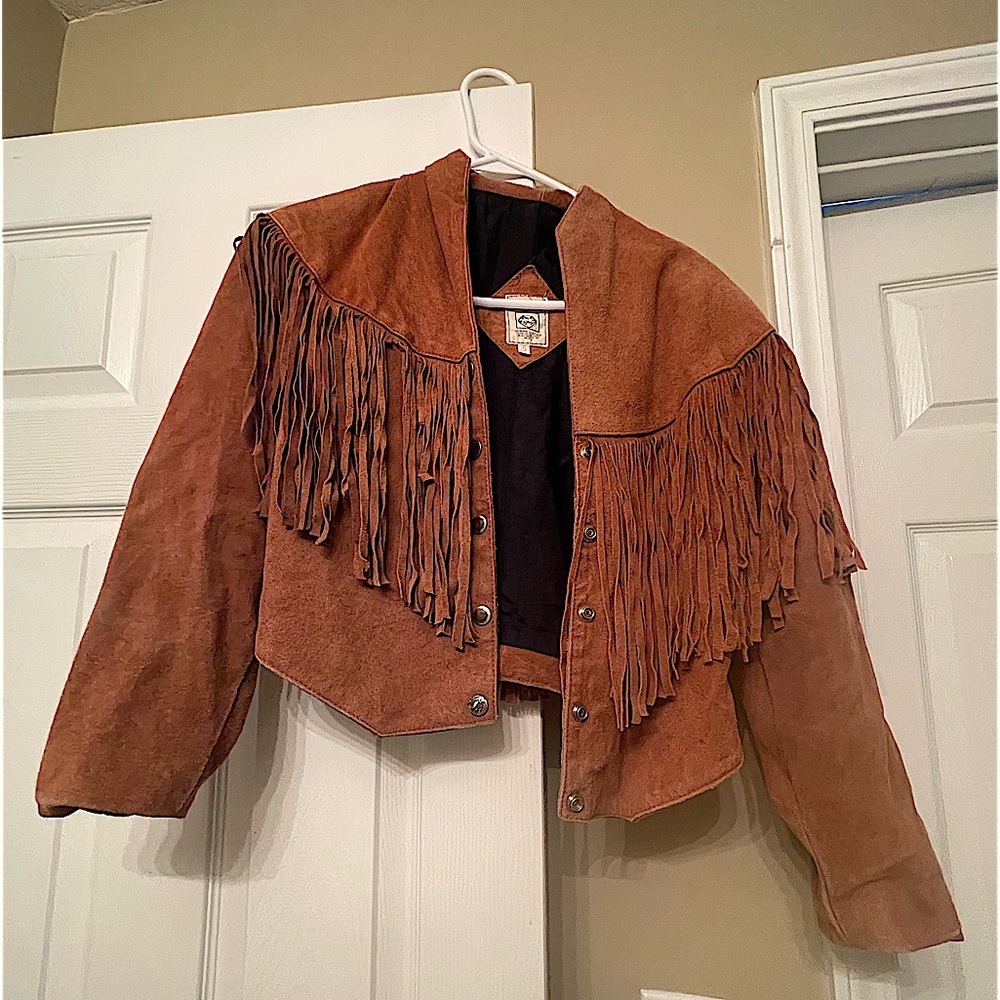 Vintage western fringe leather jacket